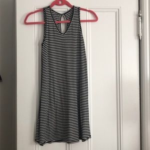 Black and white stripe cotton dress